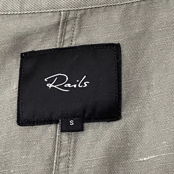 Rails Maverick Utility Jacket Womens S Linen Blend Button Down Sage Green Coat - Picture 10 of 11